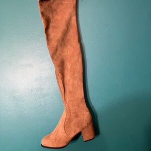 Tan faux Suede Over-the-Knee Boots